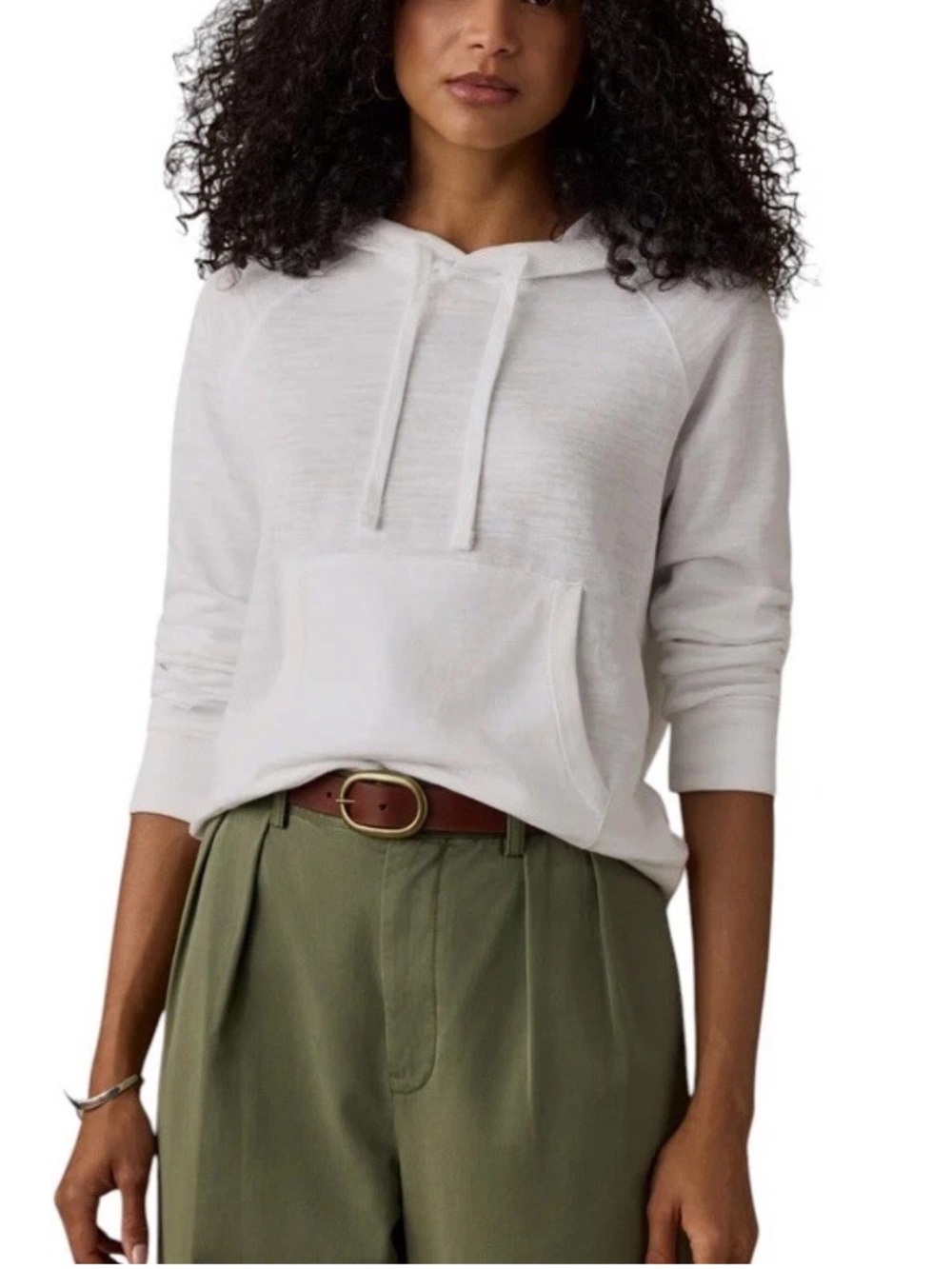 NWT FAHERTY Women's Sunwashed Sunray Slub Hoodie White Size Large L Top